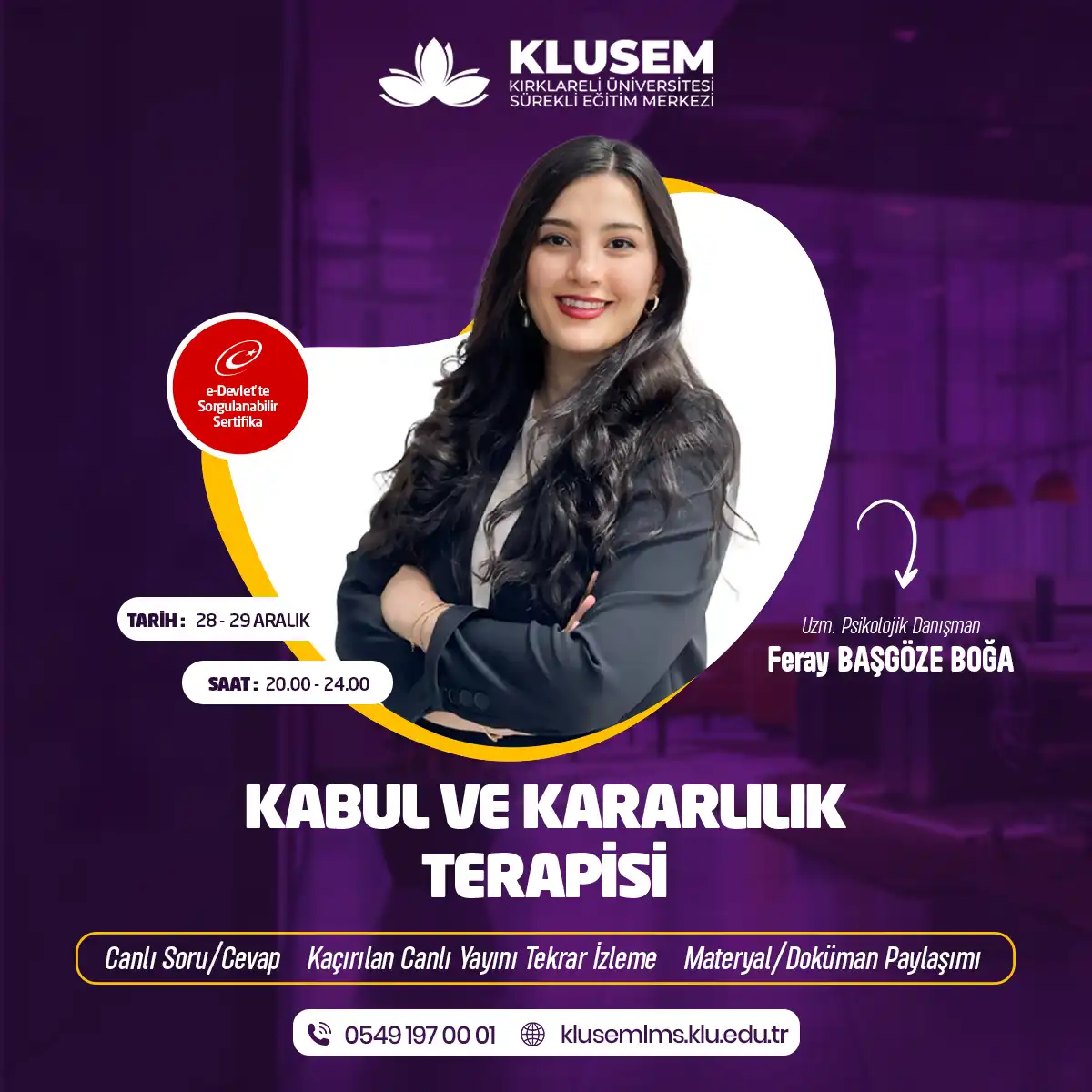 Kabul ve Kararlılık Terapisi Sertifika Programı (CANLI)